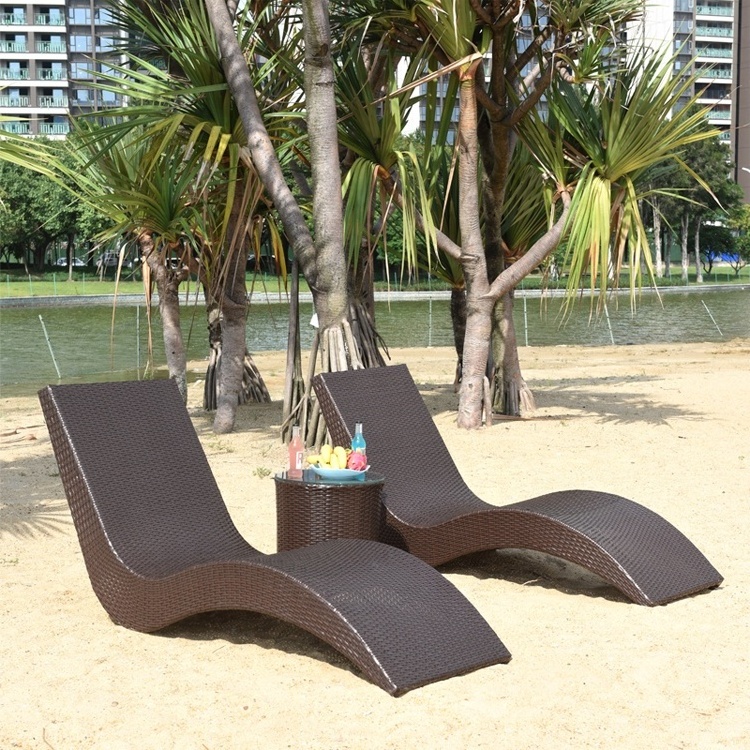 Factory wholesale outdoor S-shaped lounge chair swimming pool sofa sun bed