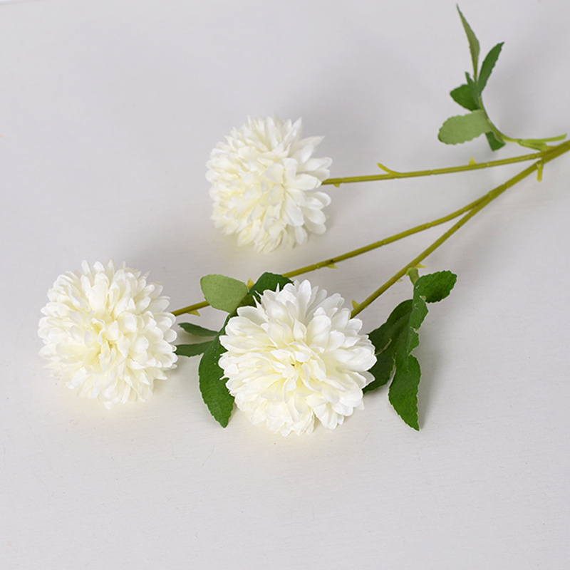 Arch wedding center decoration artificial silk flower 3 head ball chrysanthemum dandelion wholesale