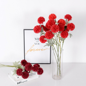 Arch wedding center decoration artificial silk flower 3 head ball chrysanthemum dandelion wholesale