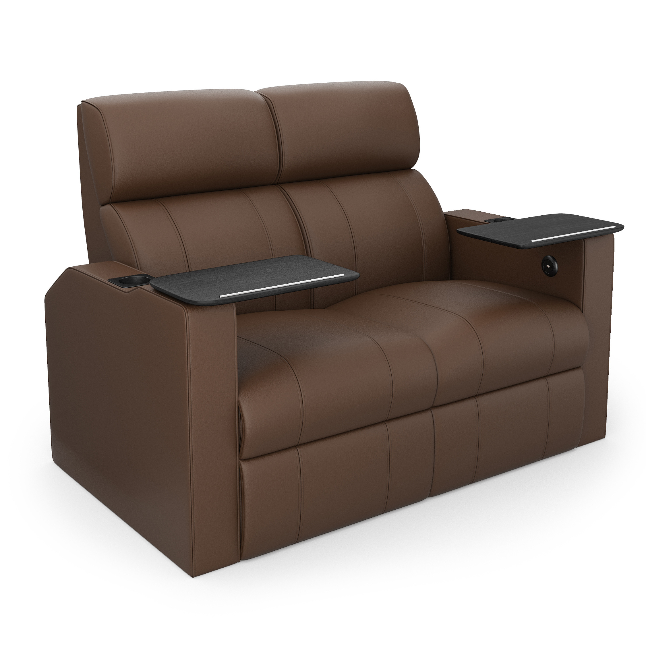 Home Theater Chair Verona Twin Recliner Full Leather Double Action Table