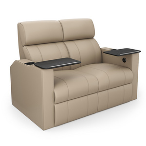 Home Theater Chair Verona Twin Recliner Full Leather Double Action Table