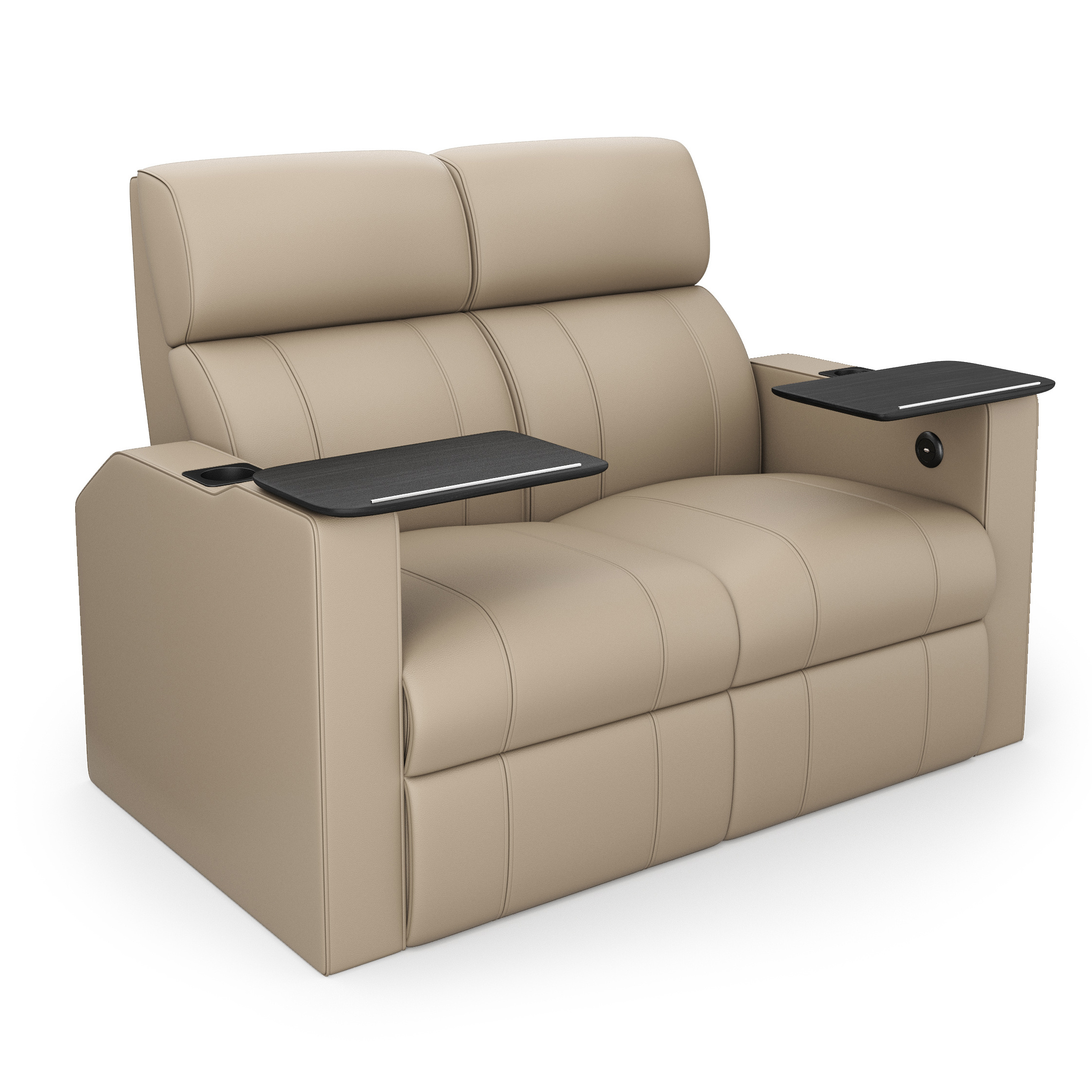 Electric Couple Seat Recliner for Hotel Room Verona Twin Recliner Fabric/Leatherette Removable Table