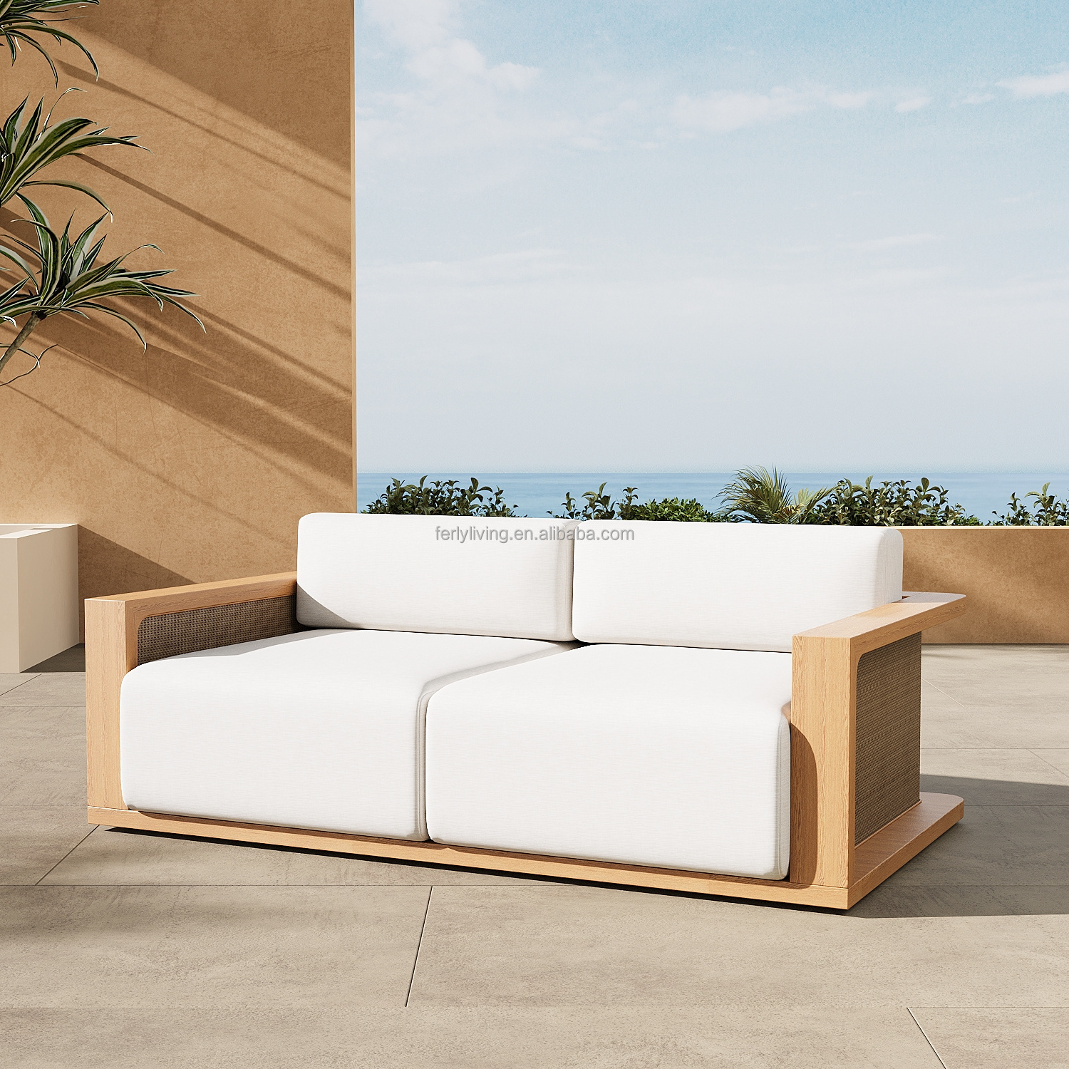 FERLY Hot Selling Modern Outdoor Furniture Luxury Loveseat Sofa Bed White Sectional Sofa Home And Garden Furniture Poland