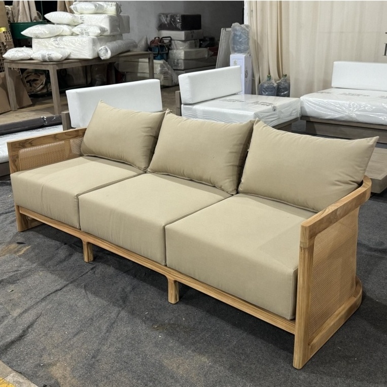 Luxury Outdoor Furniture Garden Lounge Suite Sofa Set Outdoor Furniture Outdoor Teak Furniture Rattan Three Seat Sofa