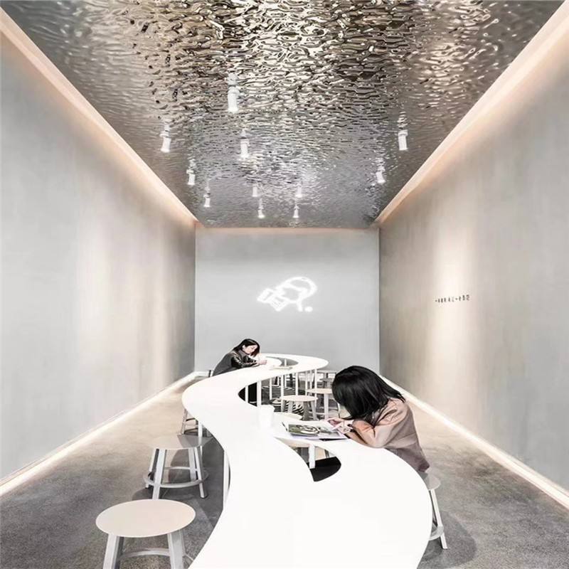 water ripple design Outdoor Composite Wall Decoration Tile Stainless Steel Ceiling Panel