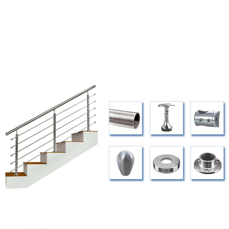 Modern stainless steel glass railing for stairs/ stainless steel stair handrail manufacturer