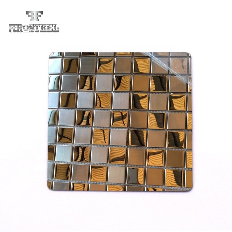 Stainless steel 3d Hexagon mirror backsplash  wall kitchen tiles wall sticker mosaic