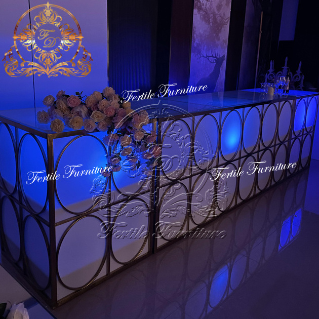 Night Club Long Carved Circle Stainless Steel Bar Counter Design