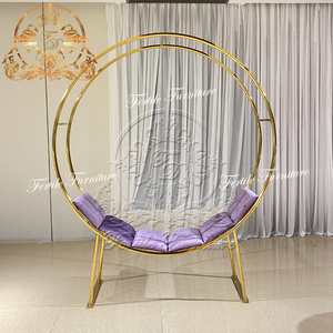 Wedding Planner Circle Shape Lover Seat Gold Frame Couple Wedding Sofa