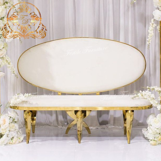 Bride And Groom Golden Lover Seater Stainless Steel Royal Velvet Wedding Sofa