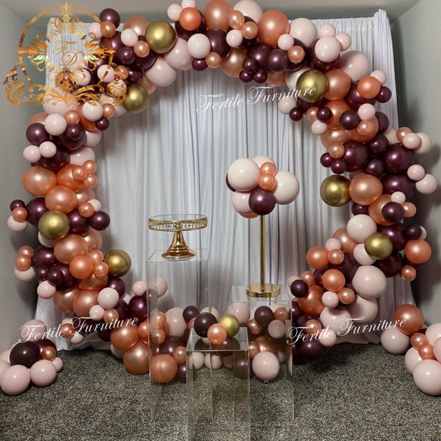 round shape stainless steel wedding golden circle flower wall backdrop