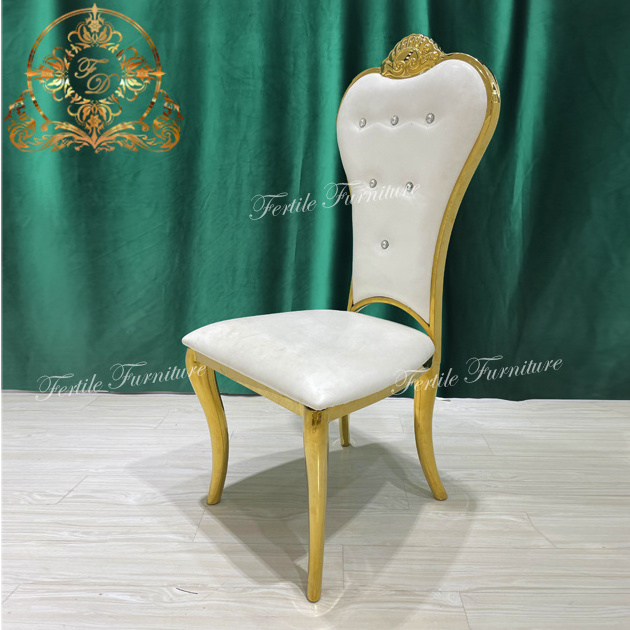 Royal back high stainless steel crown white queen king throne chair