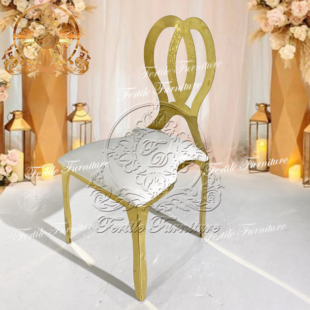 Hot sale gold stainless steel backrest wedding chairs with cushion