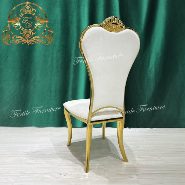 Royal back high stainless steel crown white queen king throne chair