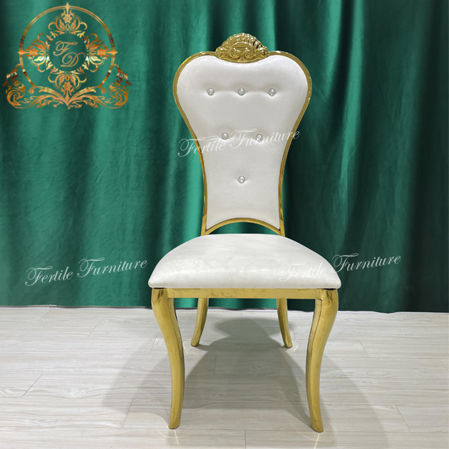 Royal back high stainless steel crown white queen king throne chair