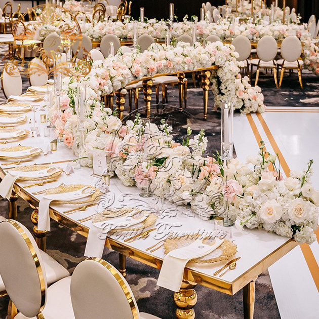 Hot Event Rental S Shape Serpentine Gold Wedding Furniture Dining Tables And Chairs