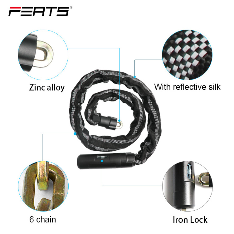 High quality chain lock with reflective security anti theft bicycle lock heavy duty bicycle bike chain lock