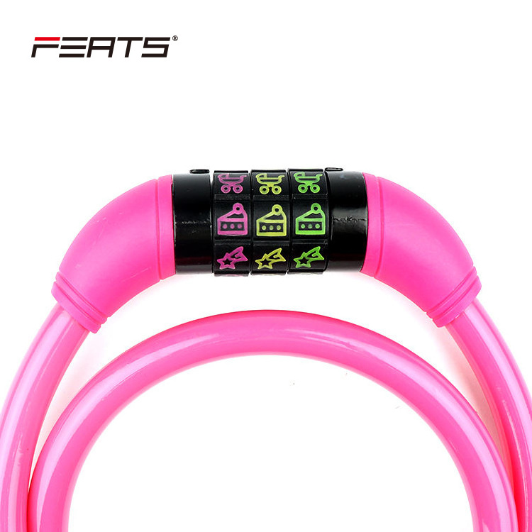 Cable Lock Anti Theft Steel Bike Lock Kids Bicycle 3 Digit Combination