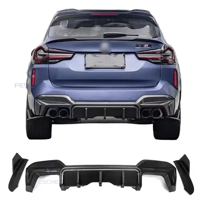 SQ STYLE DRY CARBON FIBER REAR BUMPER DIFFUSER FRONT LIP SPLITTER FOR BMW F97 X3M LCI 2022-UP X3M F97