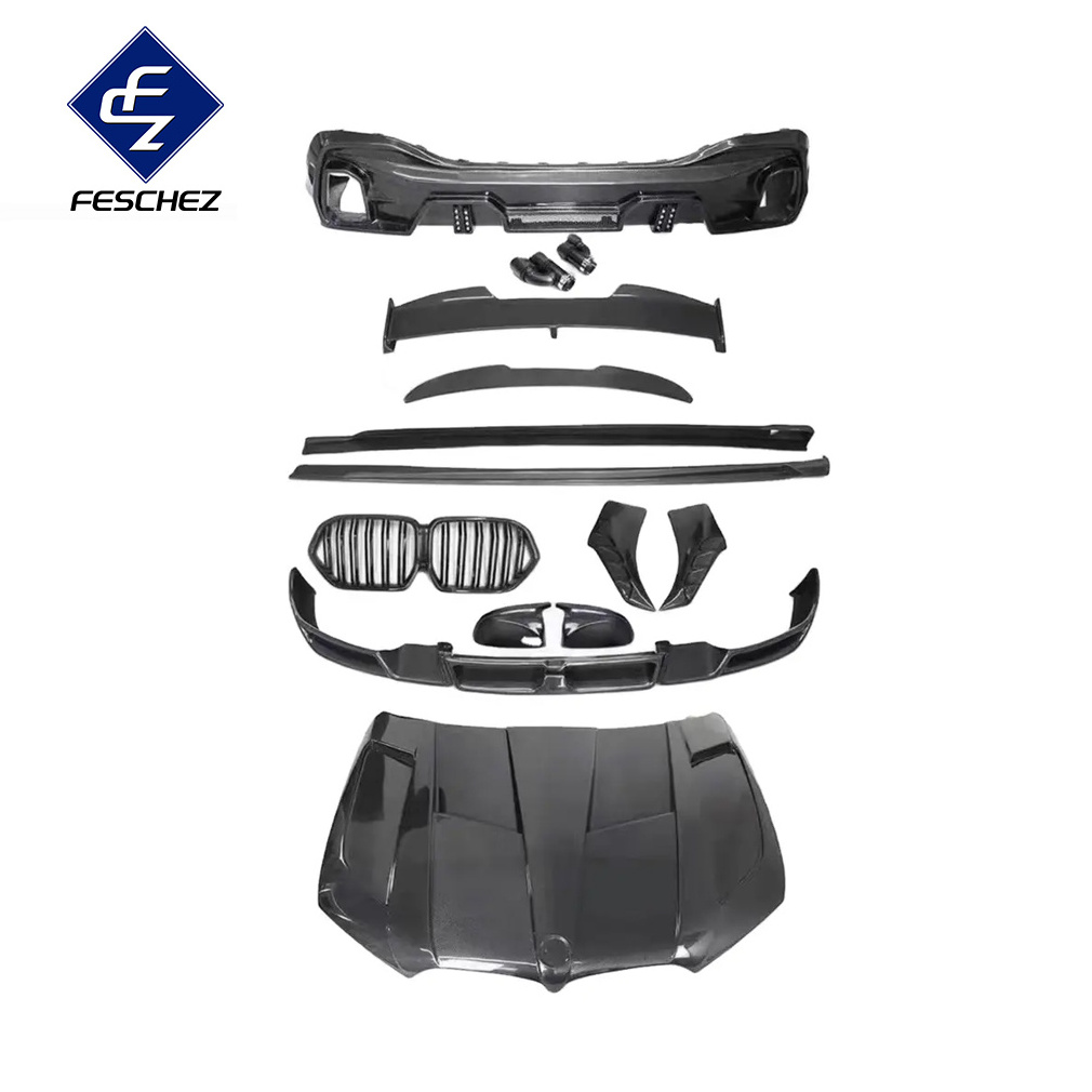 LD style carbon fiber body kit for Bmw X6 G06 X6M 2019-2023 front spoiler rear diffuser side skirt grill