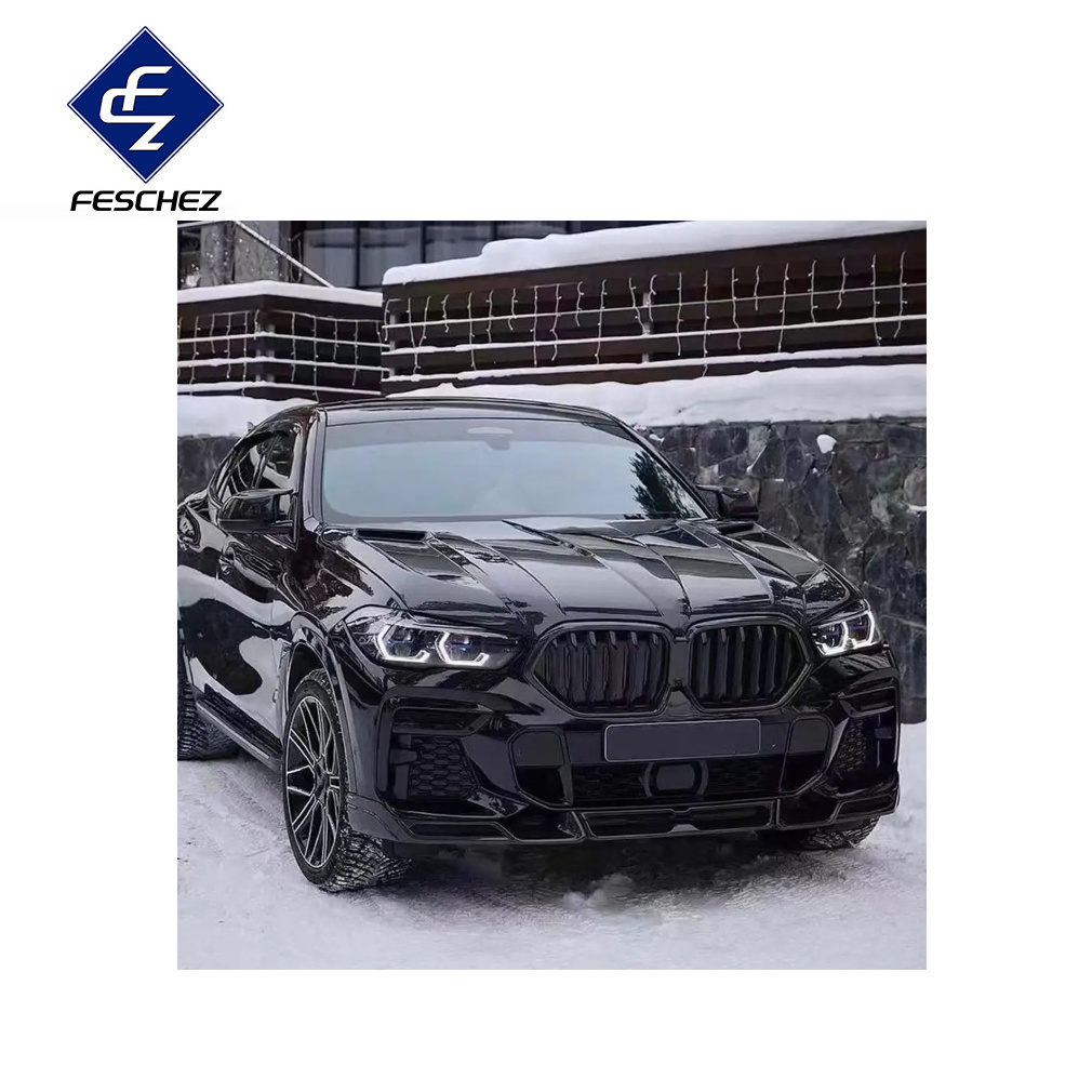 LD style carbon fiber body kit for Bmw X6 G06 X6M 2019-2023 front spoiler rear diffuser side skirt grill