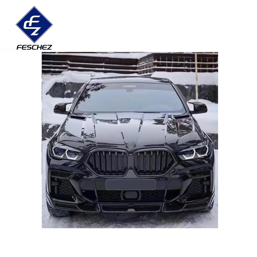 LD style carbon fiber body kit for Bmw X6 G06 X6M 2019-2023 front spoiler rear diffuser side skirt grill