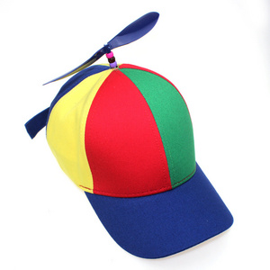 Rainbow Propeller Hat Adult with Propeller on Top Baseball Cap for Women Men Blue