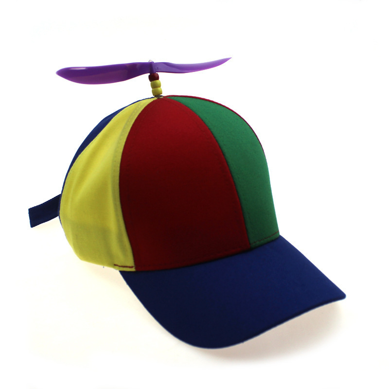 Rainbow Propeller Hat Adult with Propeller on Top Baseball Cap for Women Men Blue