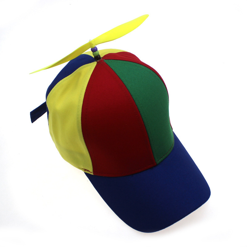 Rainbow Propeller Hat Adult with Propeller on Top Baseball Cap for Women Men Blue