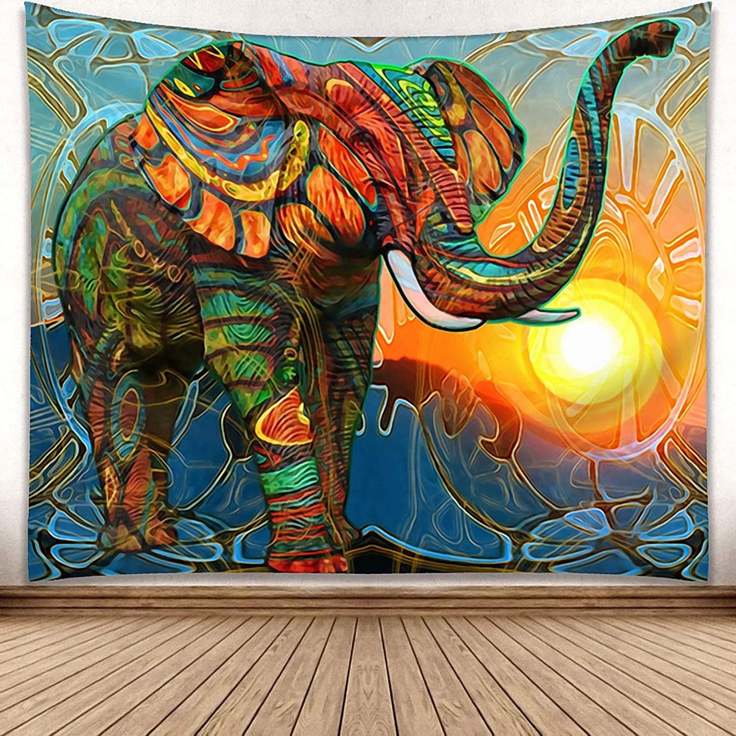 Boho Tapestry Elephant Hippie Bohemian Wall Hanging Aesthetic Psychedelic Indian Style Small Tapestries for Bedroom