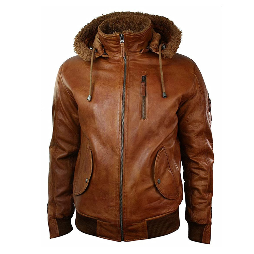 leather jacket for men 2022 new style fleece hooded genuine sheepskin hooded jacket Fashion Men Lamb Leather Jacket Men