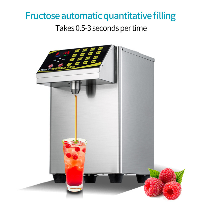 FEST Commercial Sugar Syrup Dispenser Automatic Bubble Tea Liquid Fructose Dispenser Small Fructose Dispenser 16 Keys