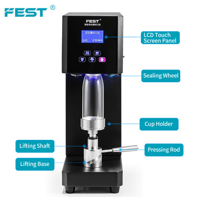 FEST CE Handheld Bottle Sealer Canner Manual Aluminum Sealing Machine for Soda/Beer/Boba/Juice/Milk/Coffee