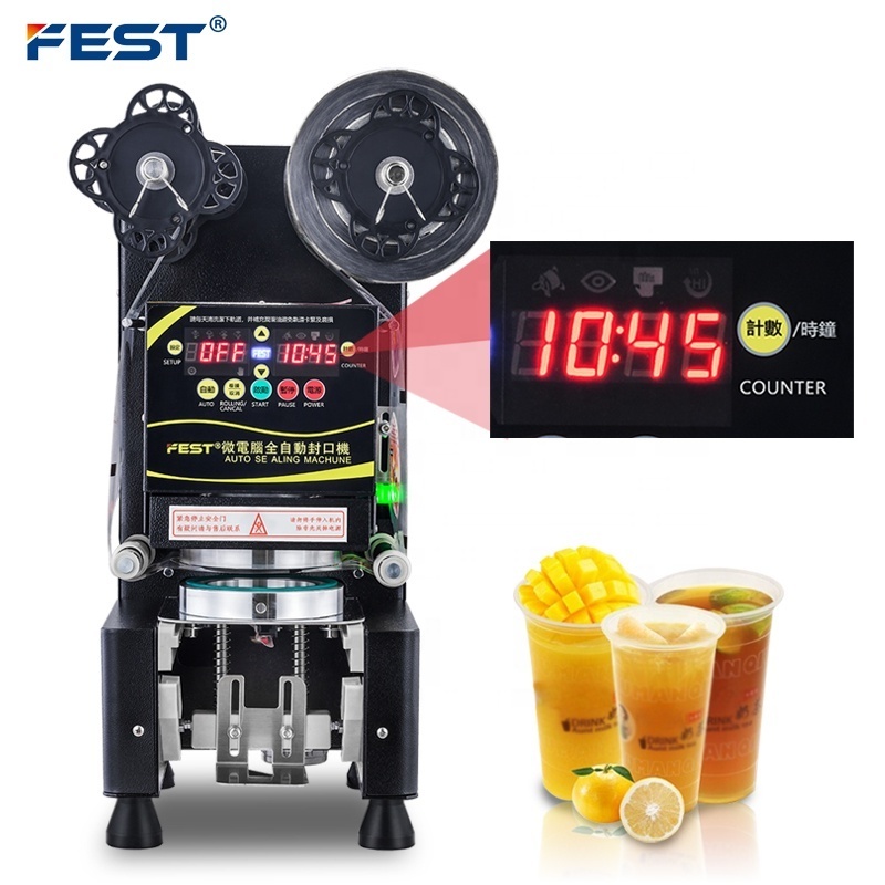 FEST High Quality Bubble Tea Equipment Plastic Cup Sealer Machine Automatic Cup Sealing Machine