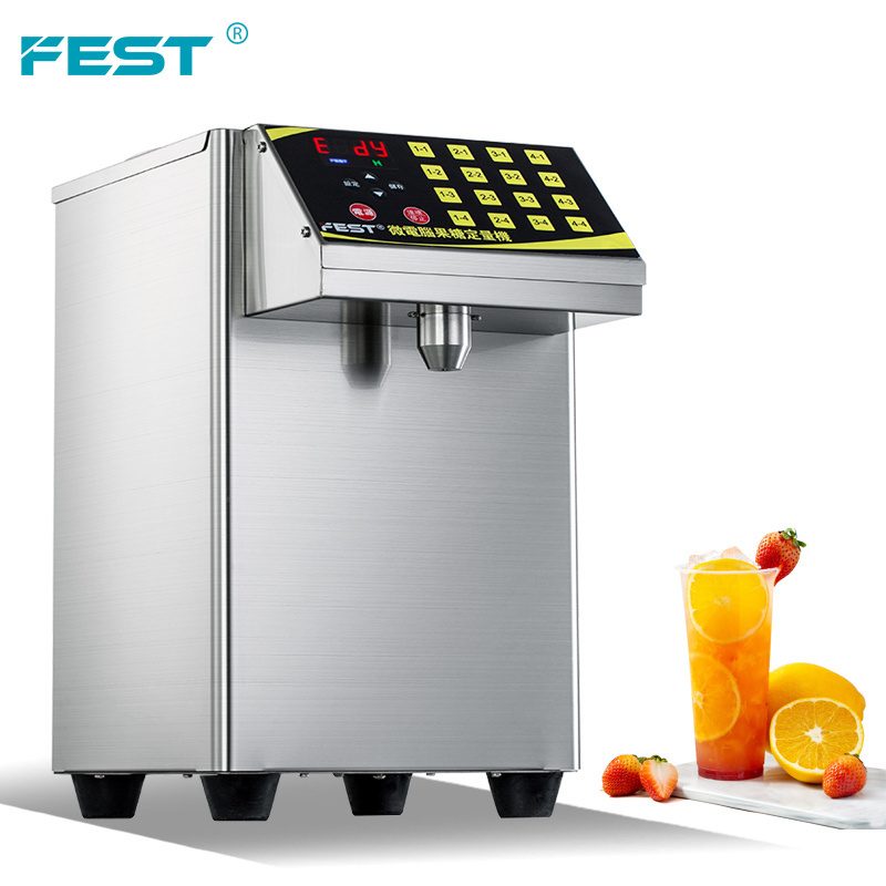 FEST Commercial Sugar Syrup Dispenser Automatic Bubble Tea Liquid Fructose Dispenser Small Fructose Dispenser 16 Keys