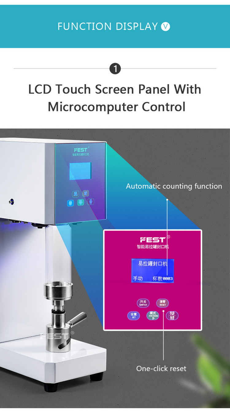 FEST Handheld Small Boba Can Sealer Lid Machine 500ml 650ml Bottle Sealing Manual Aluminium Can Juice Pet Bottles Seal Machine