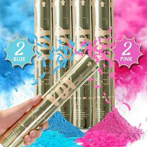 Wholesale Boy or Girl Pink Blue Holi Gender Reveal Baby Shower Party Supplies Popper Smoke Powder & Confetti Stick Cannon