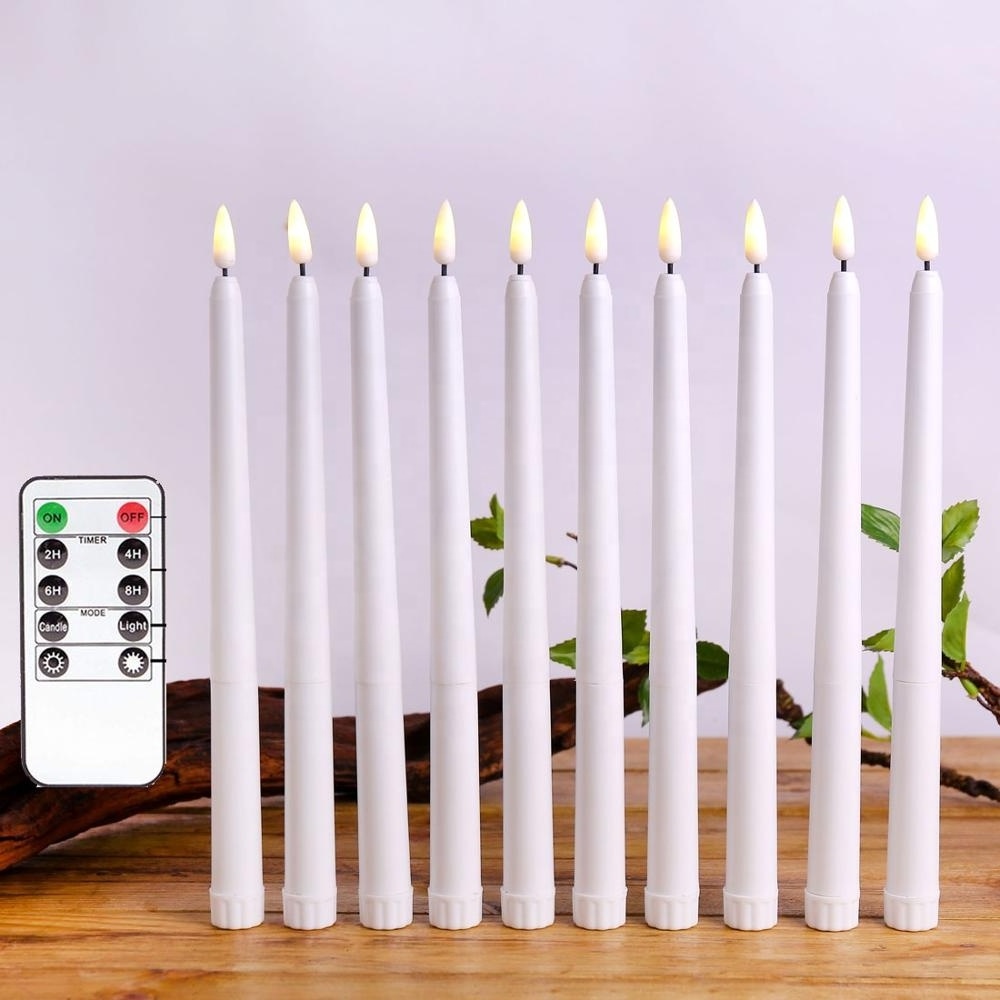 Moving Flame Flameless Tea Christmas Recharge Yellow Flickering Remote Candles Bougie Dinner Party Decoration Led Taper Light