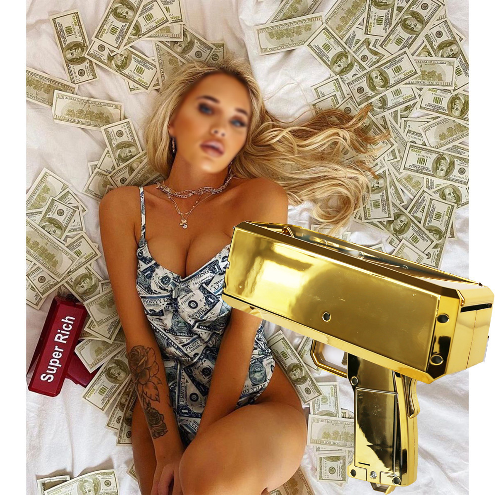 Super Shooter Toy Gold Spray Machine Spray Cash Custom Play Black Cannon Make It Rain Red Novelty Party Supplies Gold Money Gun