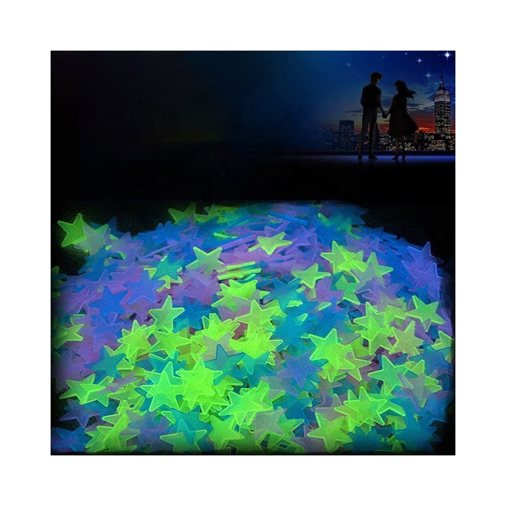 50Pcs Luminous 3D Stars Glow In Dark Wall Stickers For Kids Baby Rooms Bedroom Ceiling Home Decor Fluorescent Star Stickers