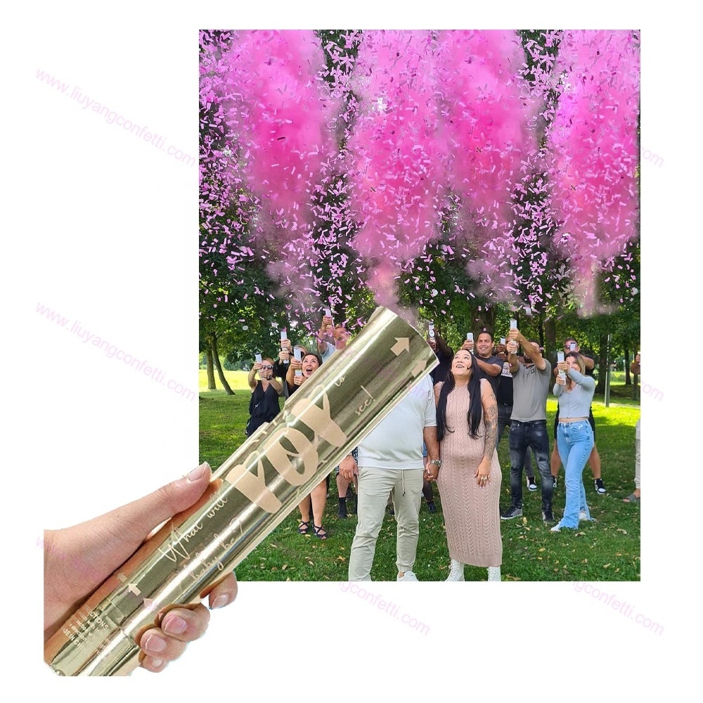 Wedding Smoke Baby shower Surprise Party Supplies Color Gender Reveal Paper Confetti Cannon Pink Blue Tube Biodegradable Powder