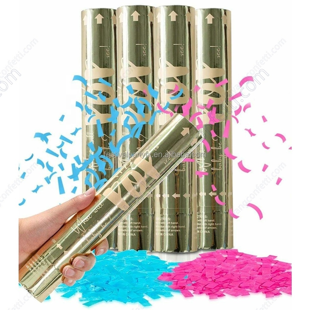 2024 Party Boy or Girl Gender Reveal Baby Shower Biodegradable Paper Powder Popper Confetti Cannon