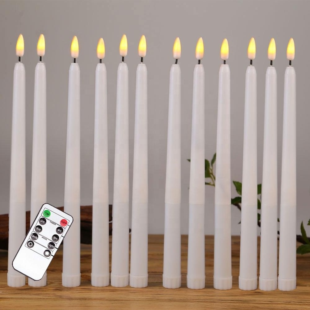 Moving Flame Flameless Tea Christmas Recharge Yellow Flickering Remote Candles Bougie Dinner Party Decoration Led Taper Light