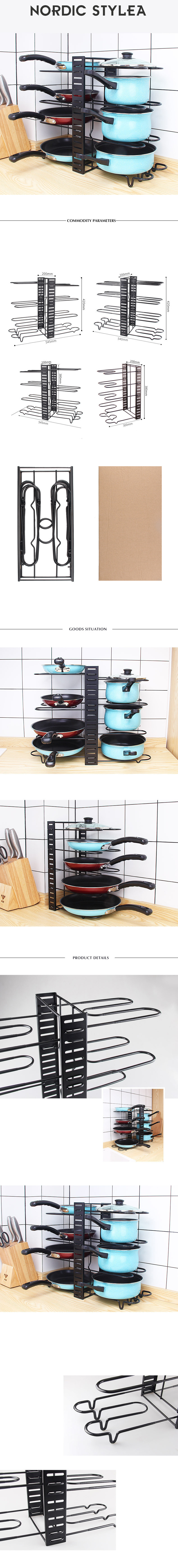 Kitchen Detachable Pot Lid Storage Rack Adjustable Pan Cover Shelf Organizer Holder Bilateral Pot Rack