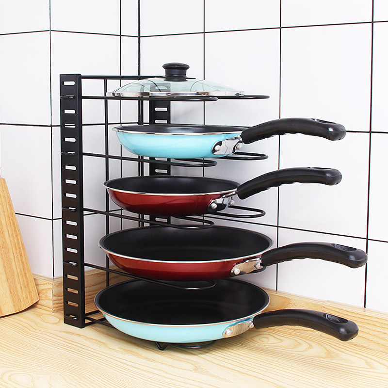 Kitchen Detachable Pot Lid Storage Rack Adjustable Pan Cover Shelf Organizer Holder Bilateral Pot Rack