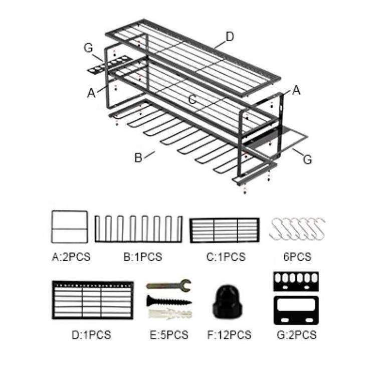 3 Layers Large Capacity Power Tool Organizer with 7 Drill Holders  Garage Heavy Duty Metal Tool Shelf