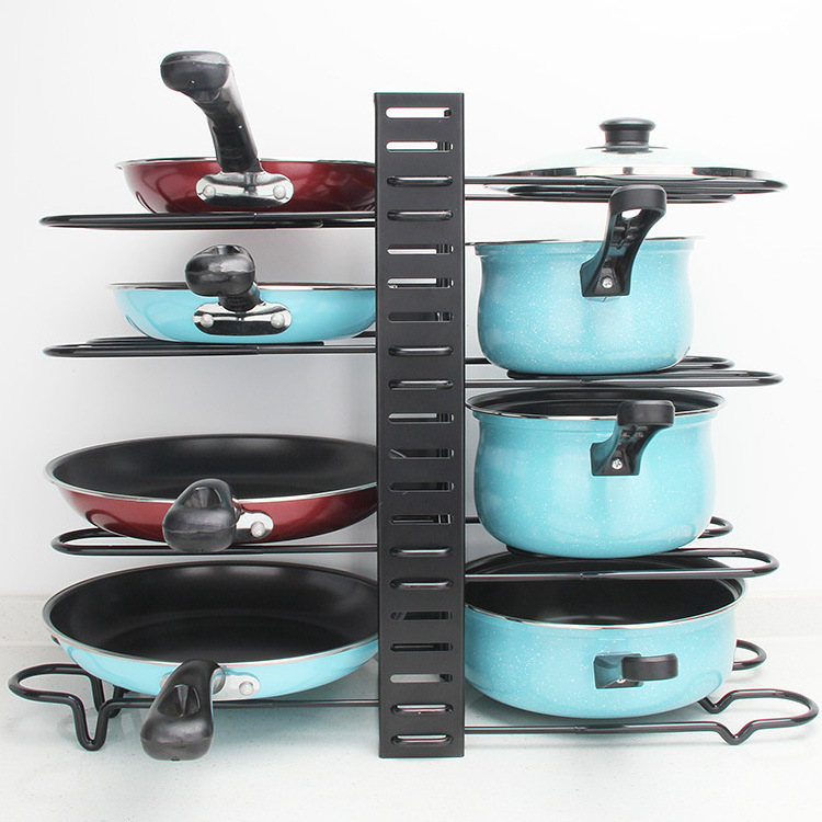 Kitchen Detachable Pot Lid Storage Rack Adjustable Pan Cover Shelf Organizer Holder Bilateral Pot Rack