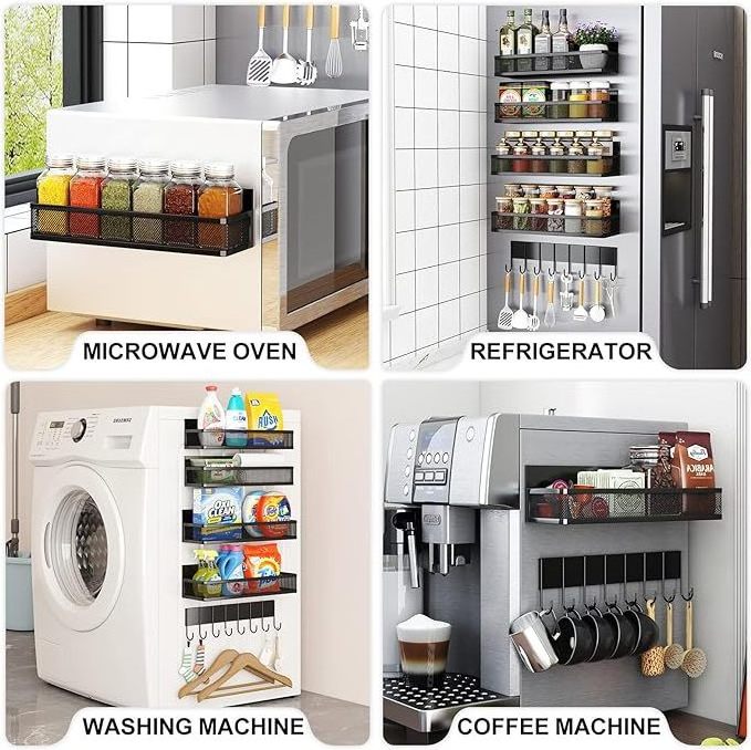 Magnetic Spice Rack Magnetic hook Refrigerator Spice Storage Household Fridge Magnetic Shelf Space Saving Kitchen Organizer Rack