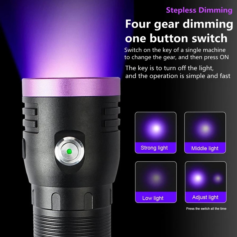 365nm UV Light Appraisal Money Inspection Tobacco and Wine Anti-counterfeiting 80w High-power Wood's Ultraviolet Flashlight 6V