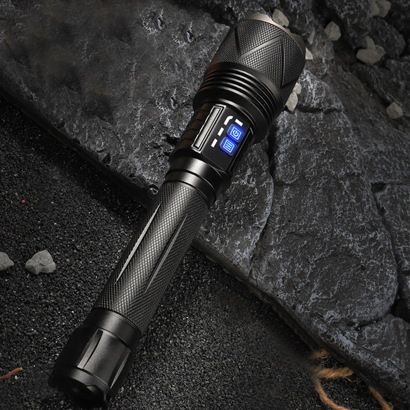 XHP360 High Powered Flashlight Double Switch Zoom Type-charge with Output High-power Tactical Flashlight for Wholesale Black AAA